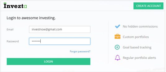 Invezta Registration Screen
