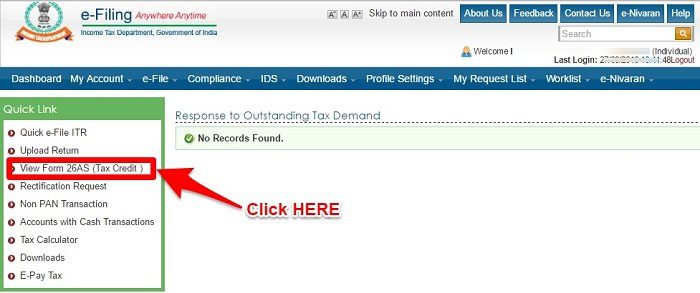 View Form 26AS online