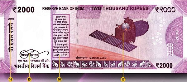 Reverse side of Rs.2000 currency note