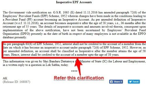 Meaning of Inoperative EPF Accounts 