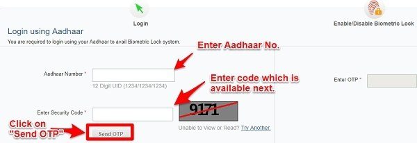 lock and unlock Aadhaar Card online