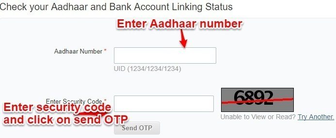 Check Aadhaar and Bank Account Linking Status
