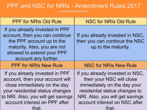 PPF and NSC for NRIs - Amendment Rules 2017