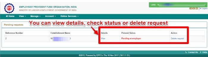 EPF UAN name, gender and date of birth correction Online status