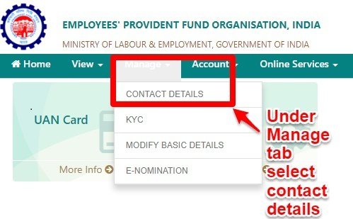 update or change Mobile Number in EPF UAN online