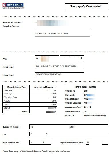 Online Tax Paid Receipt PDF
