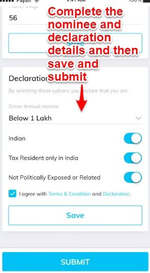 Mutual Fund KYC online Declaration and Nomination