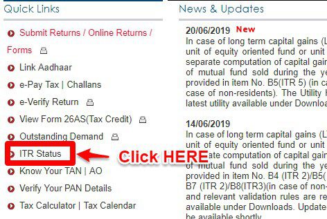 Track Income Tax Refund Status AY 2019-20 Efiling without Login