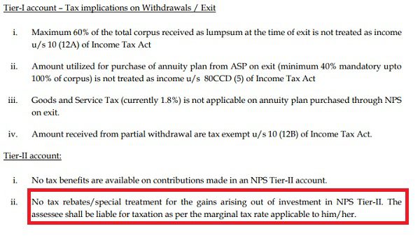 NPS Tier 2 Tax Benefits 2023