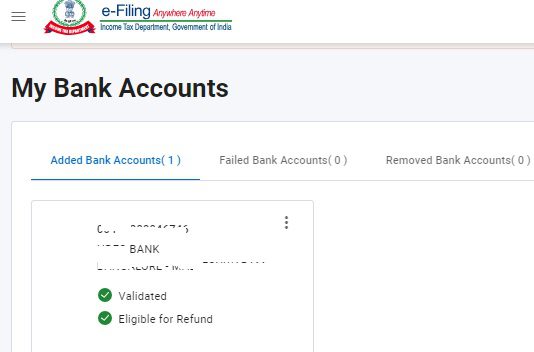 Bank Account for Income Tax Refund