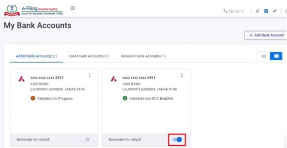 How to change bank account for Income Tax refund online?